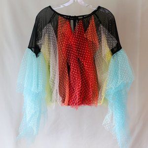 Flowy Rainbow Longsleeve Mesh Blouse